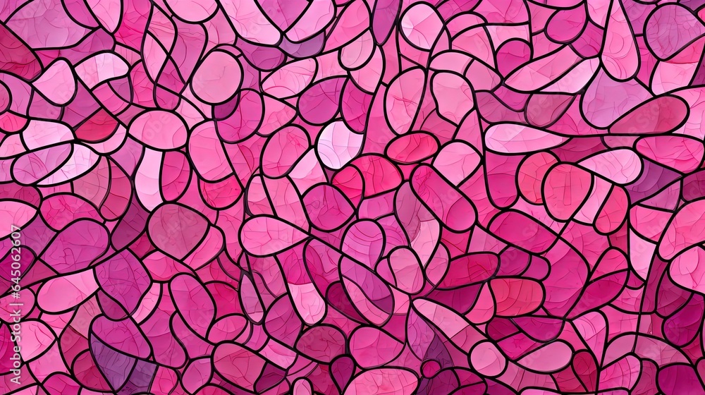  a pink stained glass window with hearts on it's side.  generative ai