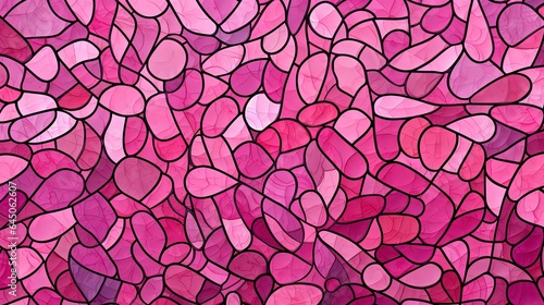  a pink stained glass window with hearts on it's side.  generative ai
