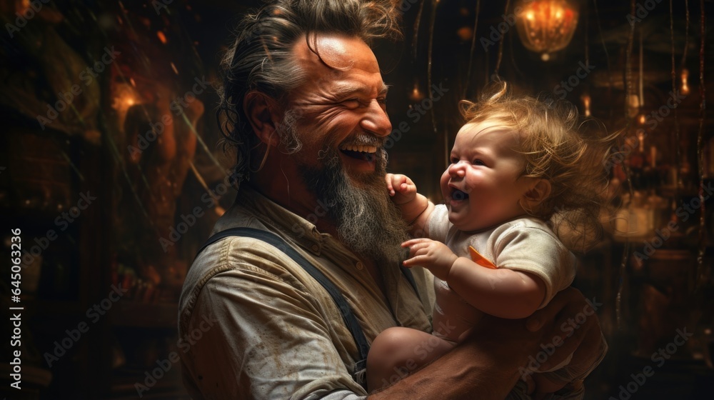 A man holding a baby in his arms A man holding a baby in his arms