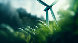 Renewable Power: Windmill in a Lush Green Environment