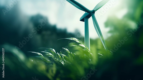Renewable Power: Windmill in a Lush Green Environment photo