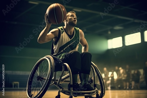 Wheelchair basketball match. Generative AI © Marcela Ruty Romero