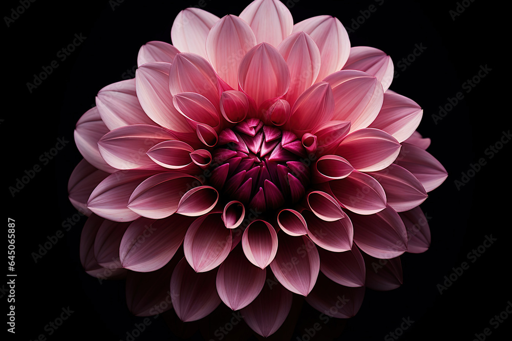 large pink dahlia flower in the dark, generative ai large pink dahlia flower in the dark, generative ai