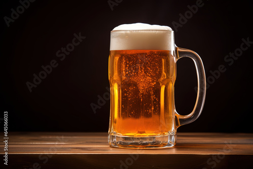 mug of beer on dark background, generative ai