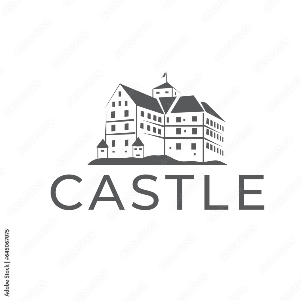 medieval castle simple abstract vector logo