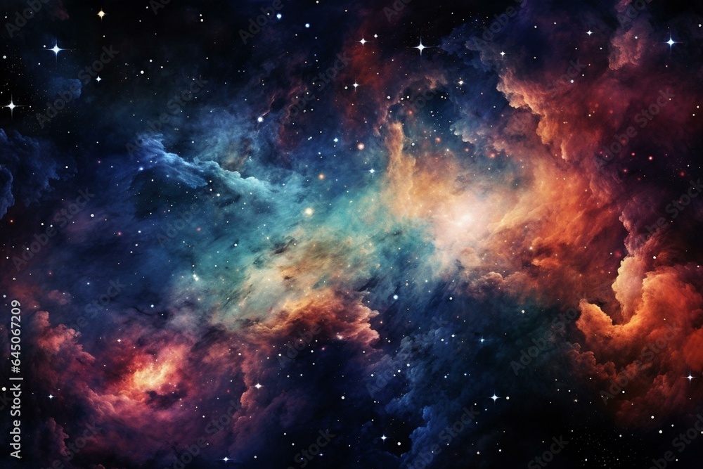 Colorful celestial art featuring stars and galaxies. Generative AI
