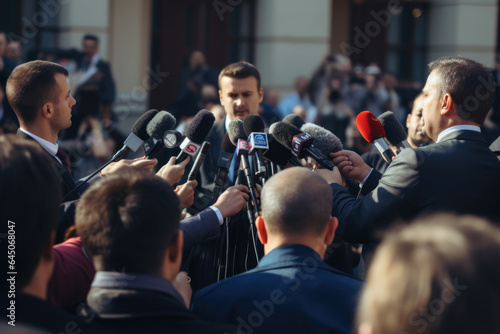  An politician gives interview to TV reporters © Jasmina