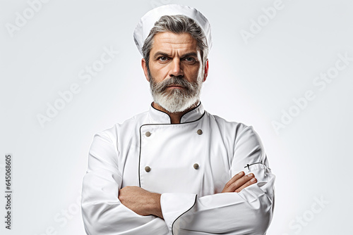 A chef sitting with his hands crossed
