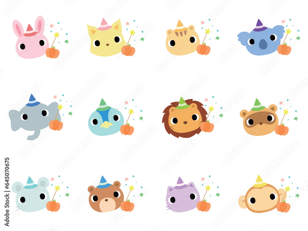 動物の顔 アイコンセット(ハロウィン) 動物の顔 アイコンセット(ハロウィン)