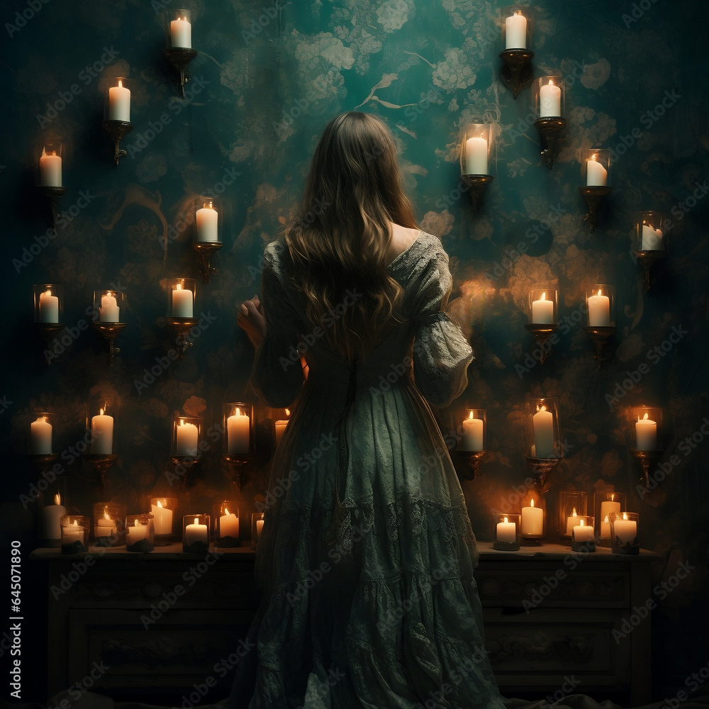 If I light your candle with my candle, my candle won't burn less, instead, the room will be brighter. Back view of a girl standing in front of a wall with many candles. Generative AI If I light your candle with my candle, my candle won't burn less, instead, the room will be brighter. Back view of a girl standing in front of a wall with many candles. Generative AI