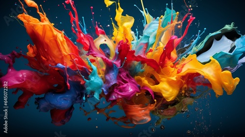 The burst of color as a paintbrush is dipped into a palette, releasing a vibrant trail of liquid creativity
