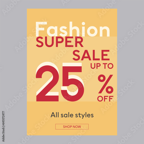 Fashion super sale 25% off discount promotion poster