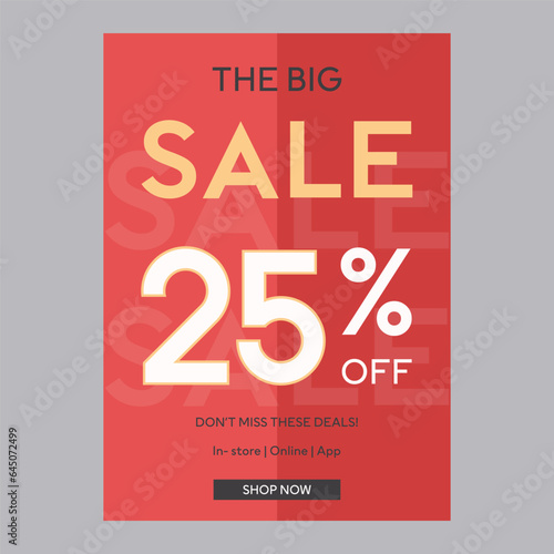 The big sale 25% off discount promotion poster