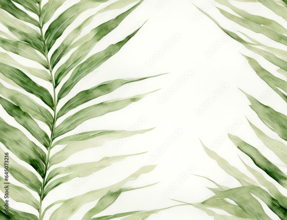 Obraz premium Seamless watercolor palm pattern with editing space. Generative AI