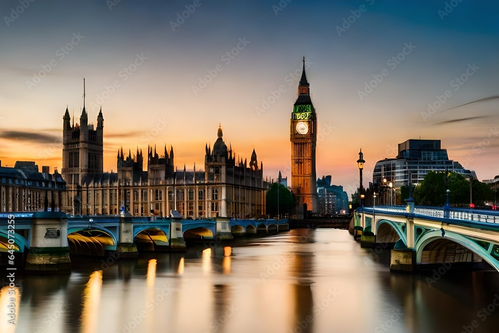Naklejka premium big ben and houses 