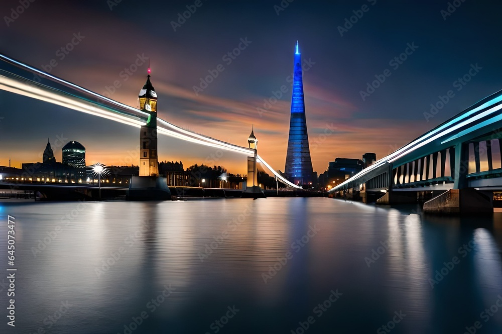 Obraz premium city bridge at night