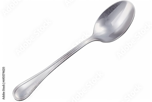A shiny silver tablespoon with a round bowl and a long handle, isolated on a white background.