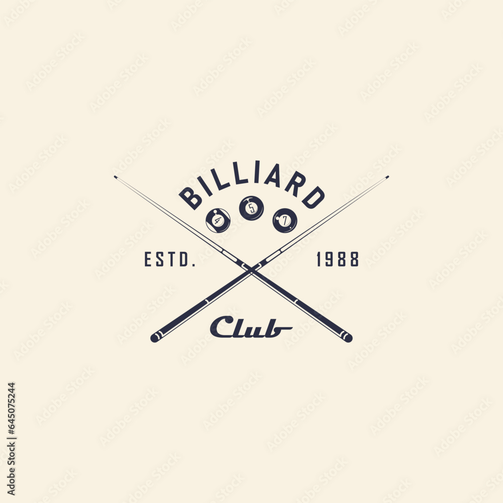 Billiard, 8-ball logo. billiard emblems with cue, balls, crown and banner icons. Hipster Design. Pool room, 8-ball. Emblem, poster templates. Vector illustration Billiard, 8-ball logo. billiard emblems with cue, balls, crown and banner icons. Hipster Design. Pool room, 8-ball. Emblem, poster templates. Vector illustration