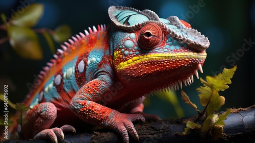 Chameleon full-body, framed within the photo, colored, aligned to the right. © andrenascimento