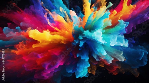 The explosion of color as a paintbrush touches canvas, releasing a burst of creative energy onto the surface