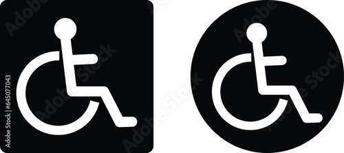 Disabled person icon in square and circle . Handicap icon vector . Handicap parking sign