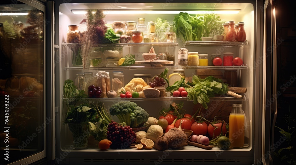 The fridge is filled with a colorful selection of fresh food.