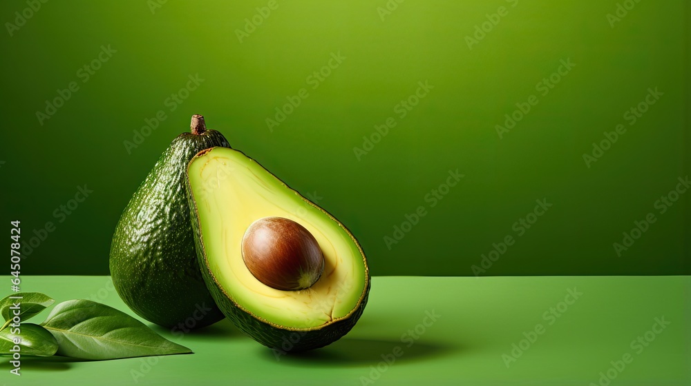 Image of an avocado on a lush green background.