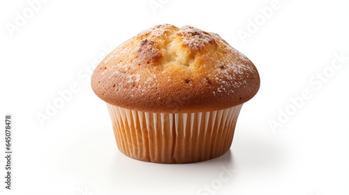 Image of a freshly baked cupcake isolated on a white background.