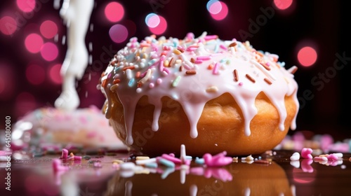 Close-up shot of colorful donut