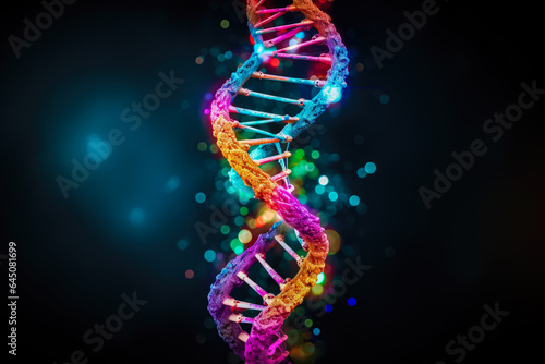 DNA molecule on black background