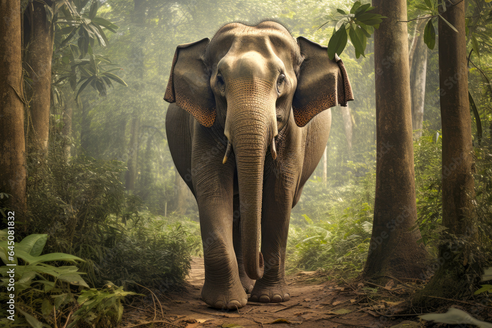 Fototapeta premium Asian elephant walking in the jungle
