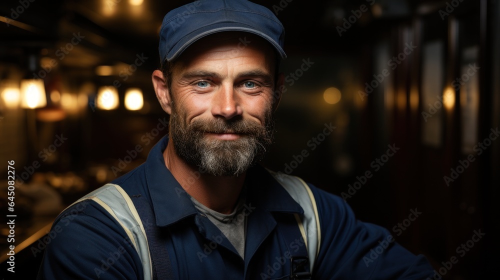 Sailor in a shirt with a nautical cap. Sailor in a shirt with a nautical cap.