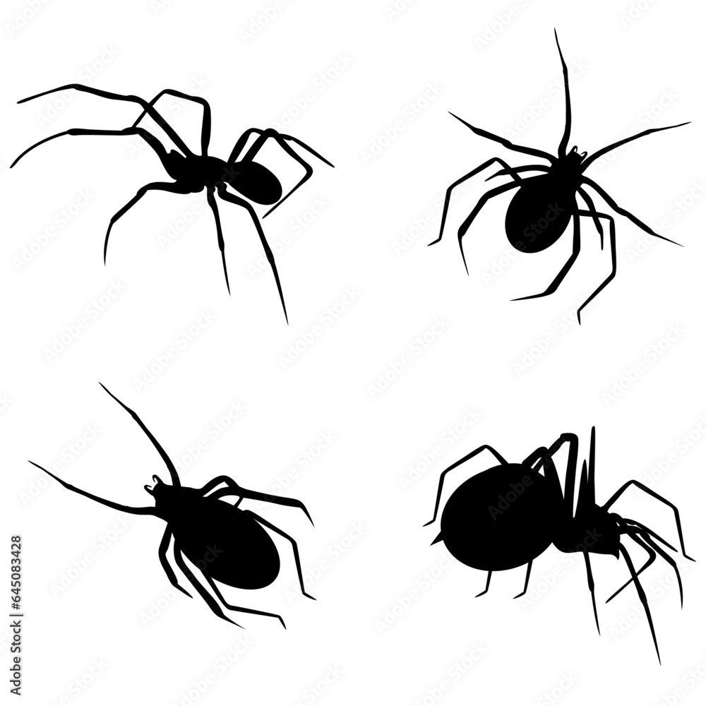 Naklejka premium Spider Web SVG, set of black spider, silhouette of black spider, Spider Web SVG Bundle, Halloween Svg Cut Files for Cricut