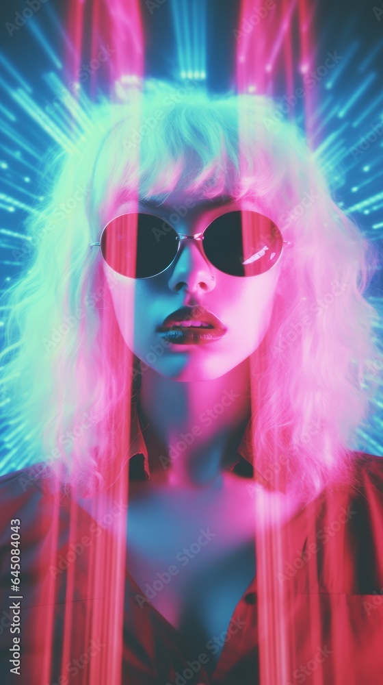 Retro VHS style girl. Generative AI Retro VHS style girl. Generative AI