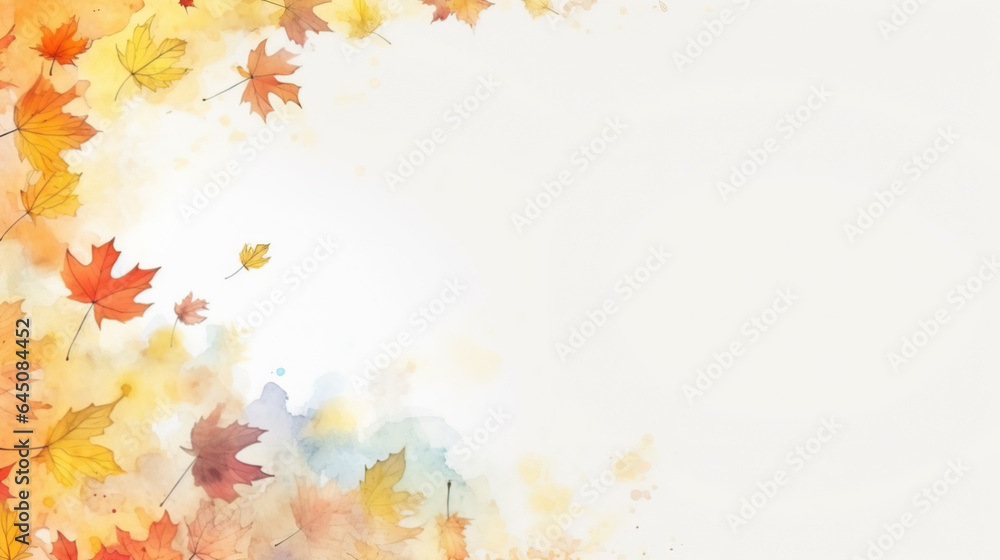 Watercolor autumn abstract background with maple leaves and copy space. Watercolor autumn abstract background with maple leaves and copy space.