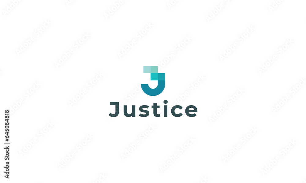 letter j creative blue dotted technological pixel logo