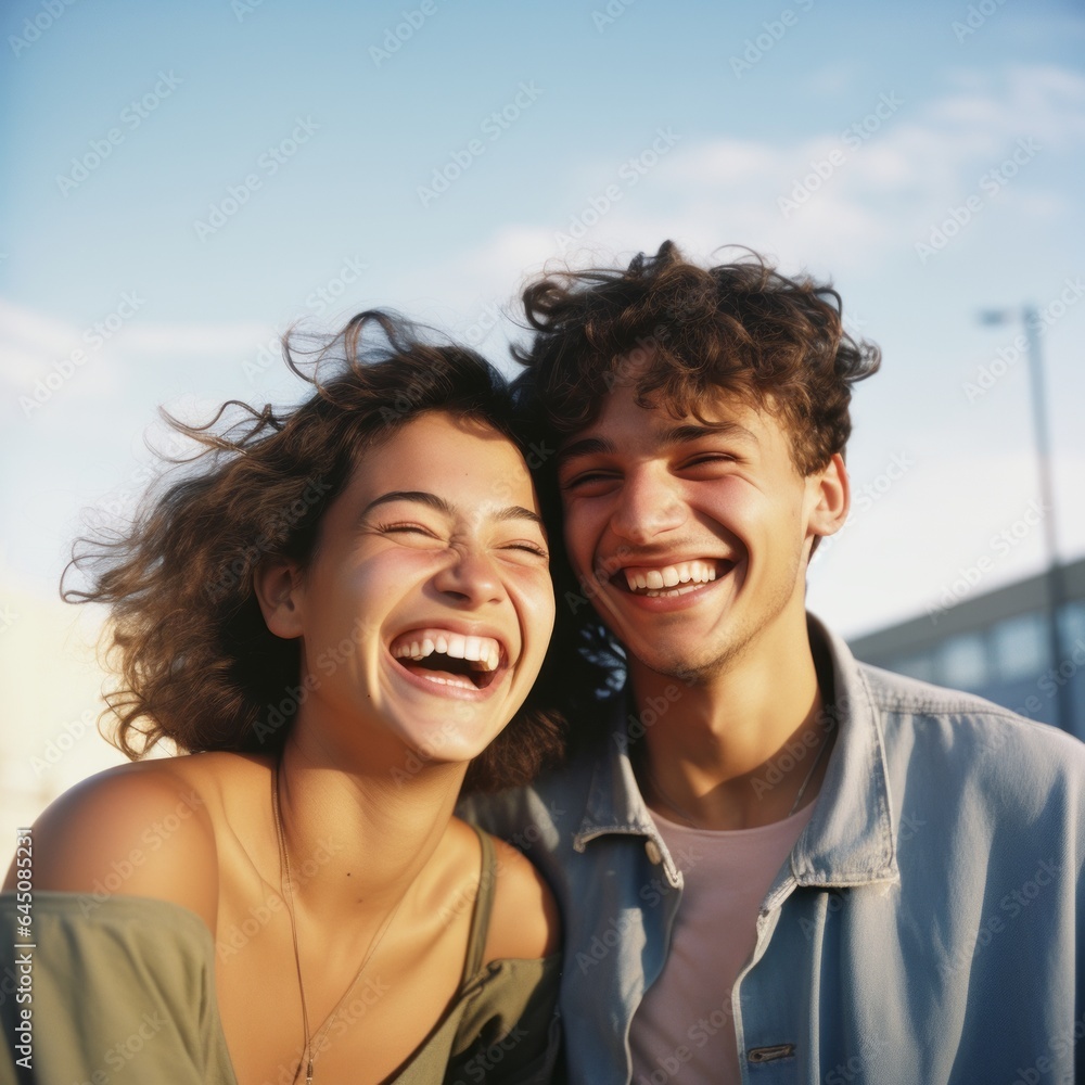 Stylish happy couple. Generative AI Stylish happy couple. Generative AI