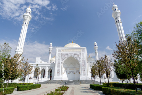 big white Islamic mosque in Grozny Chechnya