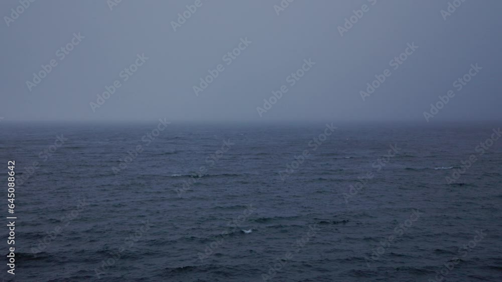 Grey foggy with ocean waves, dark day, gloomy, ocean template, maritime. 4K 24FPS Grey foggy with ocean waves, dark day, gloomy, ocean template, maritime. 4K 24FPS