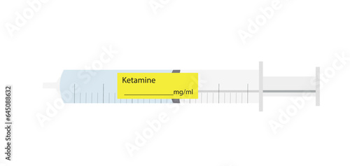 Ketamine syringe illustration with a label to identify the drug