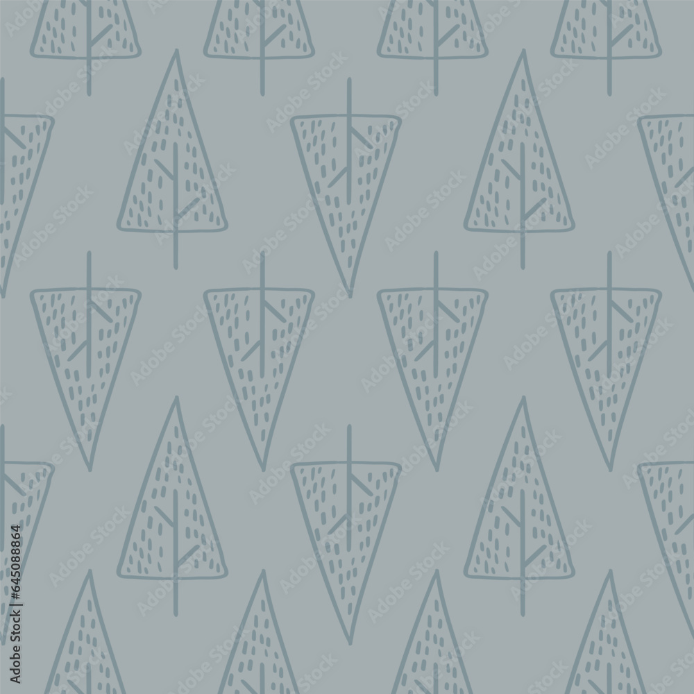 Vector seamless pattern with tree.Tropical jungle cartoon leaf.Pastel plant background.Cute natural pattern for fabric, childrens clothing,textiles,wrapping paper.