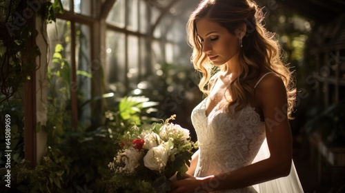 Bride in a dress standing i...