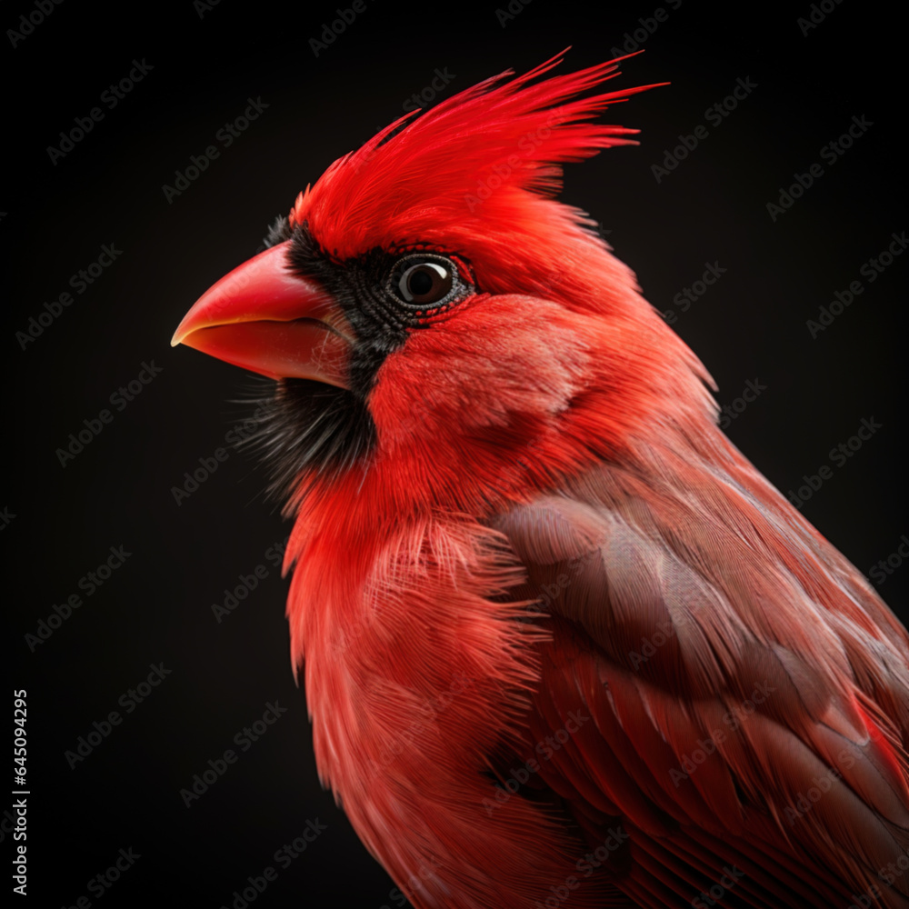 Closeup portrait of a vibrant northern cardinal bird. Generative AI. Closeup portrait of a vibrant northern cardinal bird. Generative AI.