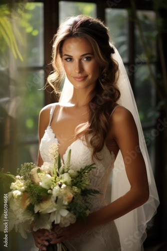 Bride in a dress standing i...