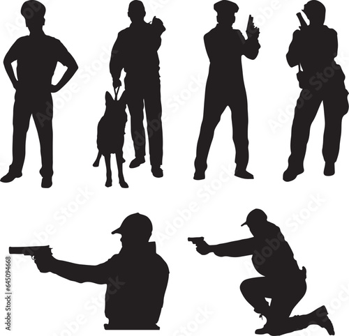 Police Silhouette Vector Pack