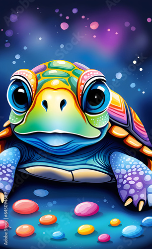Watercolor illustration of sea turtle.