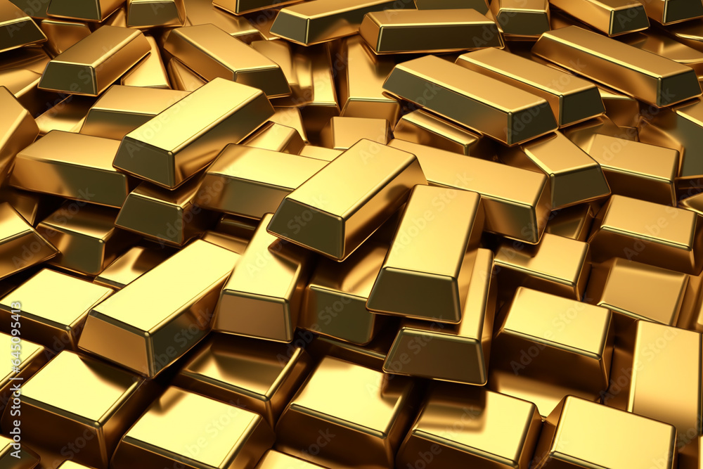 Gold bars and Financial concept. Gold bullion stack. Set of gold bars. Generative AI Gold bars and Financial concept. Gold bullion stack. Set of gold bars. Generative AI