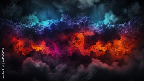 Vibrant Neon Vistas Exploring Art Abstract within Smoke, Colorful Circles, and Captivating Clouds