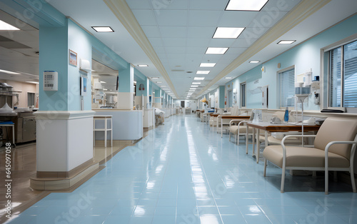 Empty hallway hospital interior