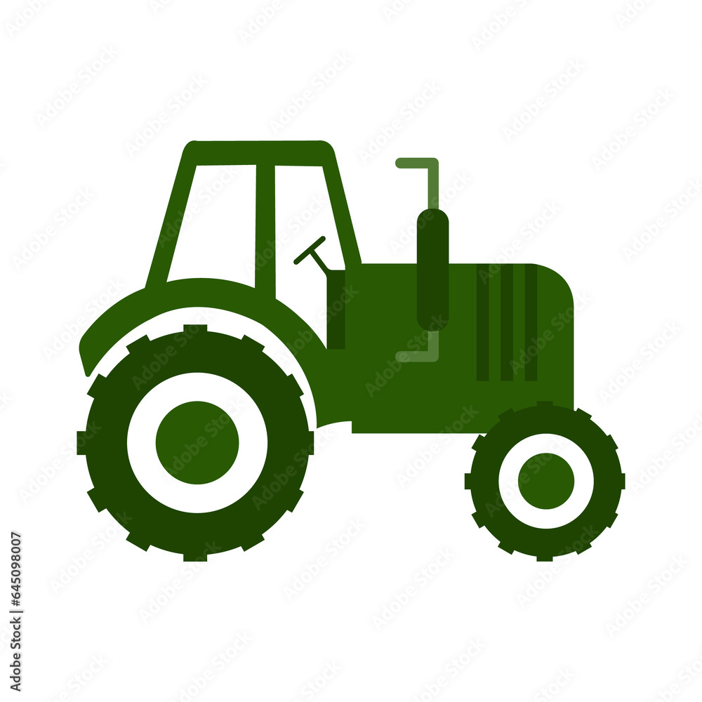 Tractor.Farm transport.Green icon of farm transport. Tractor.Farm transport.Green icon of farm transport.